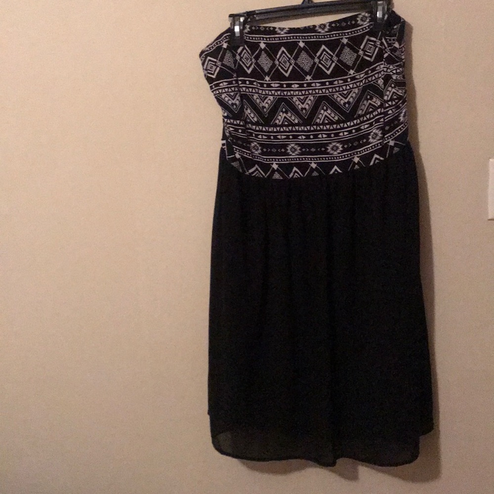 Black strapless fit and flare dress